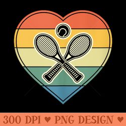 retro heart with tennis ball tennis racket for tennis players - png download
