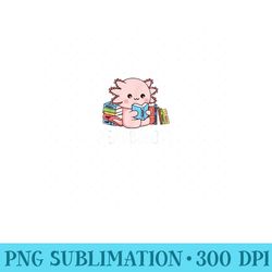 readsolotl cute kawaii axolotl book reading girls - png clipart