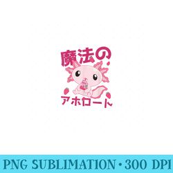 kawaii axolotl strawberry milk shake japanese anime - png prints