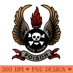 s pick your poison traditional tattoo flash design - png clipart download