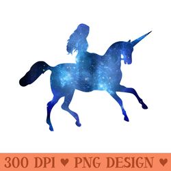 princess riding a unicorn galaxy space stars graphic - png prints