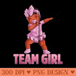 gender reveal party team black girl baby announcement - png prints