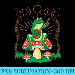 cottagecore aesthetic frog playing banjo dark academia - png clipart download
