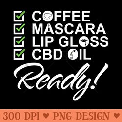 coffee , mascara , lip gloss and cbd oil - unique png artwork