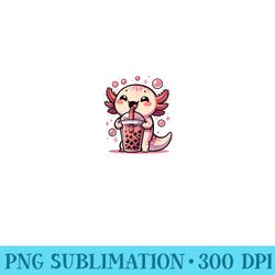 kawaii axolotls bubble tea boba axolotl - png design assets