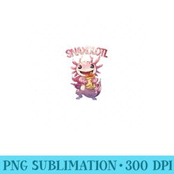 cute axolotl salamander lover snaxolotl axolotl snacks - png design assets