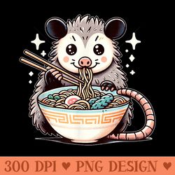 funny ramen opossum noodle bowl japanese kawaii animals - png graphics