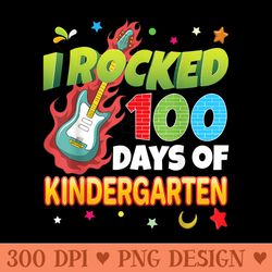 i rocked 100 days of kindergarten 100th day school guitar - vector png download