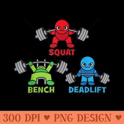 squat, bench, deadlift cute cartoon powerlifter - png download