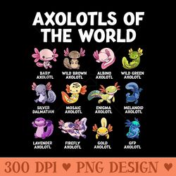 axolotl axolotls of the world kawaii types of axolotl - png design files