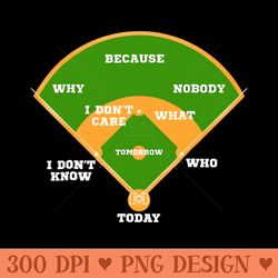 whos on first baseball diamond fielding card - png graphics