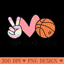 womens peace love basketball heart for women ns tween girls - mug sublimation png