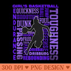 girls basketball terms passion purple - png design assets