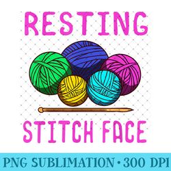 knitting resting stitch face knitter yarn ball needle knit - unique sublimation png download