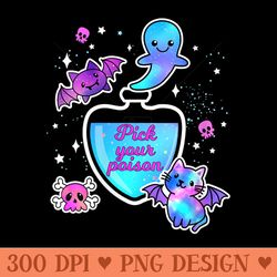 s pastel goth kawaii potion ghost cat bat skull galaxy poison - exclusive png designs