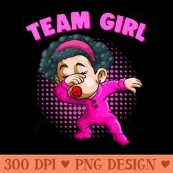 team girl funny gender reveal party dabbing black baby girl - png image download