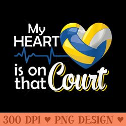 s my heart is on that court mom volleyball for women coach - png templates