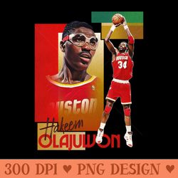 retro hakeem olajuwon basketball card - printable png images