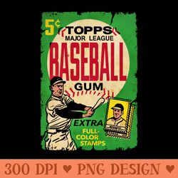 vintage baseball topps cards full color stamps - png templates