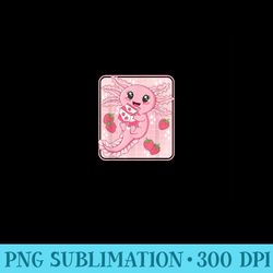 japanese strawberry milk anime pink kawaii axolotl - high resolution png designs