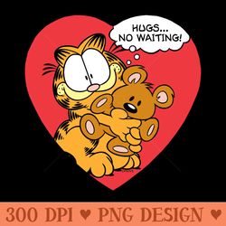 Garfield Hugs No Waiting With Heart Sweatshirt - Mug Sublimation Png