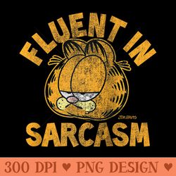 garfield fluent in sarcasm raglan baseball - png design files