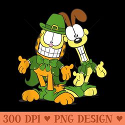 garfield st. patricks day garfield odie leprechaun duo - unique png artwork