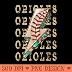 aesthetic design orioles vintage styles baseball - sublimation png designs