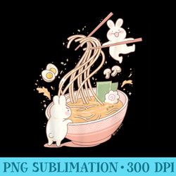 cute bunny rabbit ramen noodle soup anime kawaii aesthetic - png graphics download