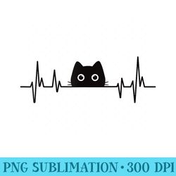 black cute cat heartbeat girls kawaii cats lover - unique sublimation patterns