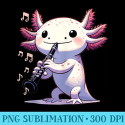 cute pink kawaii axolotl playing clarinet - png download icon