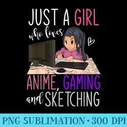 artist gamer girls sketching video games gaming anime - png file download