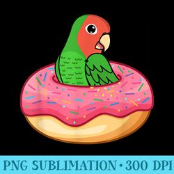 kawaii parrot in a donut i rosyfaced green lovebird - png download website