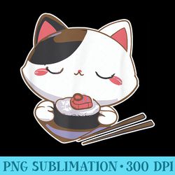 cat kitty eating japanese sushi maki chopsticks - download png files