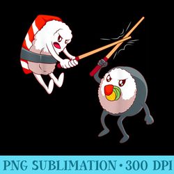 funny sushi fight sushi lover kawaii fencing sushi - png download source