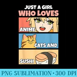 just a girl who loves anime cats and sushi japanese foodies - png picture download