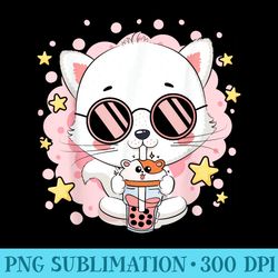 kawaii cat japanese bubble tea boba milk tea anime - png download library