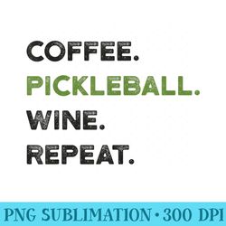 pickleball coffee wine funny retro - high resolution png file