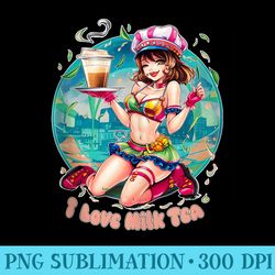 kawaii axolotl drinking strawberry milk japanese letters - sublimation graphics png