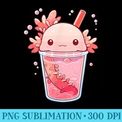axolotl bubble tea boba milk tea kawaii anime lover - png sublimation