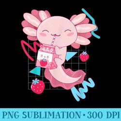 axolotl strawberry milk shake carton anime retro 90s axolotl - png clipart download