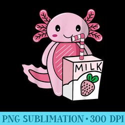 kawaii axolotl strawberry milk cute ns girls axolotl - png templates download