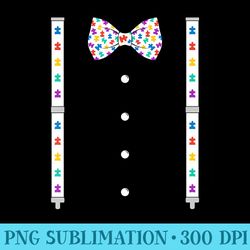 puzzle piece bow tie suspenders autism awareness men - png picture download