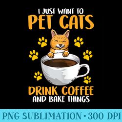 womens pet cats coffee drinker cat lover baking clothing - high resolution png design