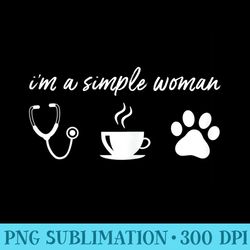 womens im a simple woman nurse coffee dogs t funny love paw - download transparent design