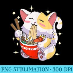 ramen cat eating noodles japanese food anime - png clipart download