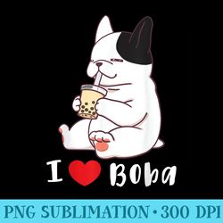 french bulldog i love boba bubble milk tea dog cute - shirt vector illustration