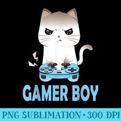 gamer kawaii anime gamer cat funny video gamer - shirt clipart free png