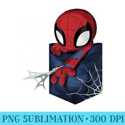 marvel spiderman kawaii trapped in a pocket - png download button