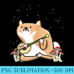 Shiba Inu Playing Guitar Mushroom Akita Japanese Guitarist - Download Shirt Png